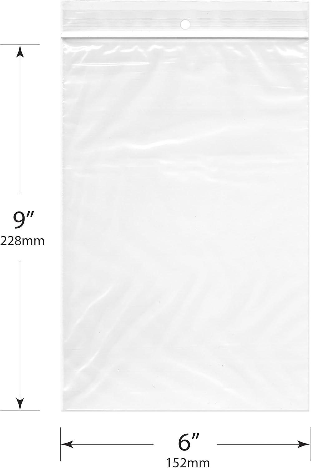 BRAND, CATEGORY, PLYMOR, POLY & PLASTIC PACKAGING BAGS, Plymor 6" x 9" (Pack of 500), 2 Mil with Hang-Hole Zipper Reclosable Plastic Bags