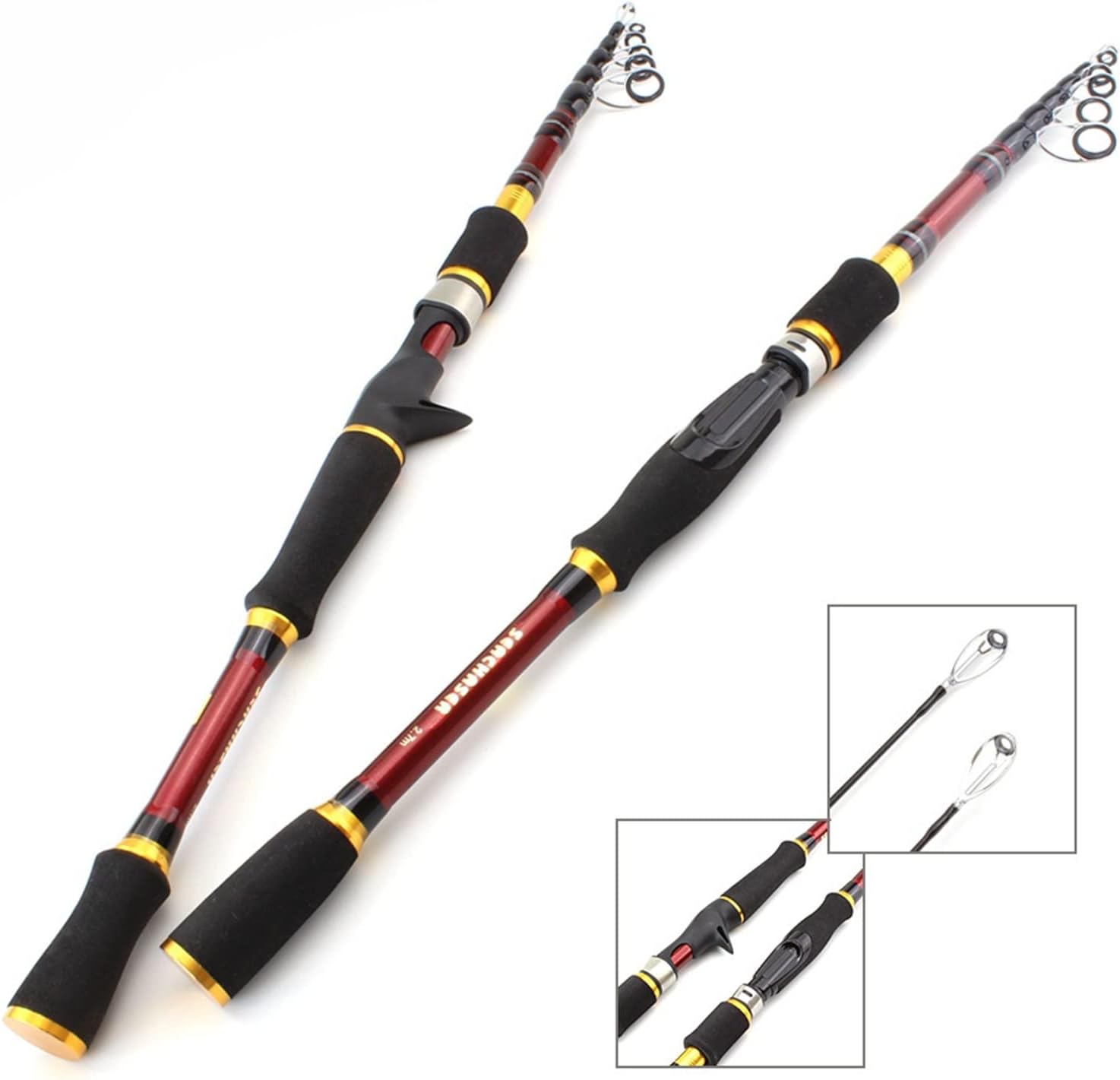 BRAND, CATEGORY, MOOWI, RODS, Fishing Rod 1.8m -2.7m Red Lure Fishing Rod Carbon Rod 7-28g Lure Weight Spinning Casting Rod Portable Travel Telescopic Fishing Rod Pole Fishing Pole