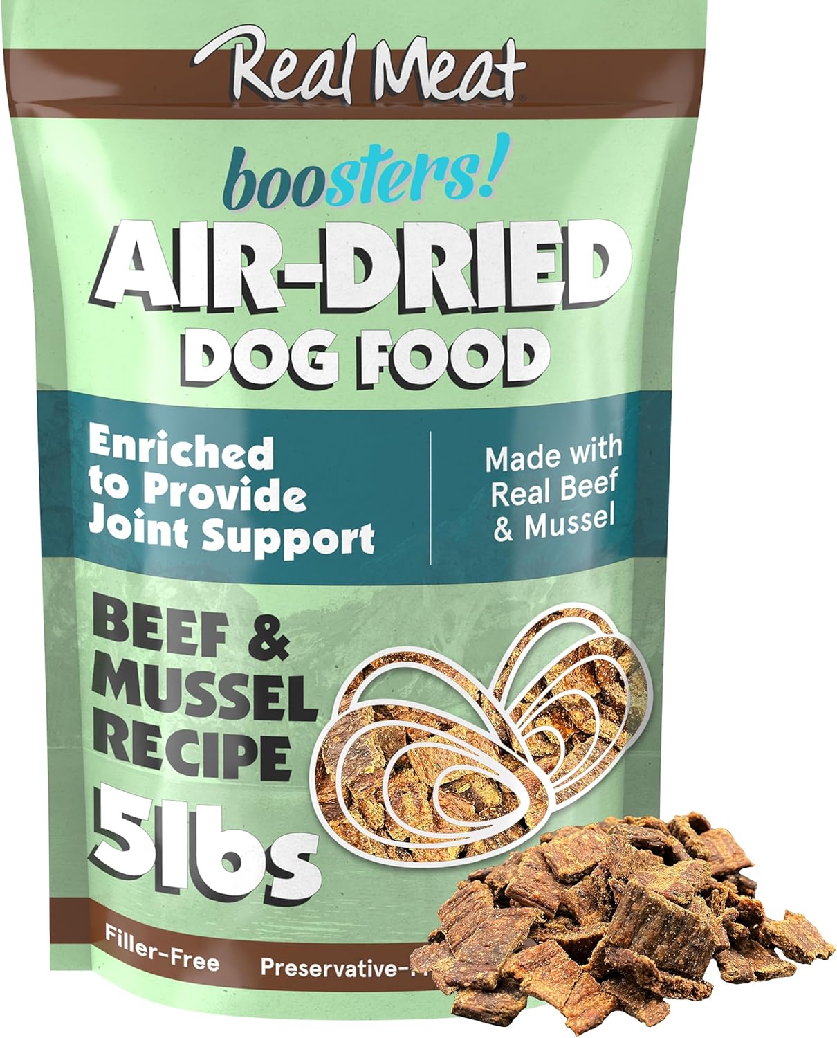 BRAND, CATEGORY, DRY, TRMC, Real Meat Boosters Air Dried Dog Food w/Real Lamb, Fish & Green Lipped Mussels for Enhanced Joint Support - 5lbs of Grain-Free Real Meat Dog Food Enriched w/Organic Coconut Oil