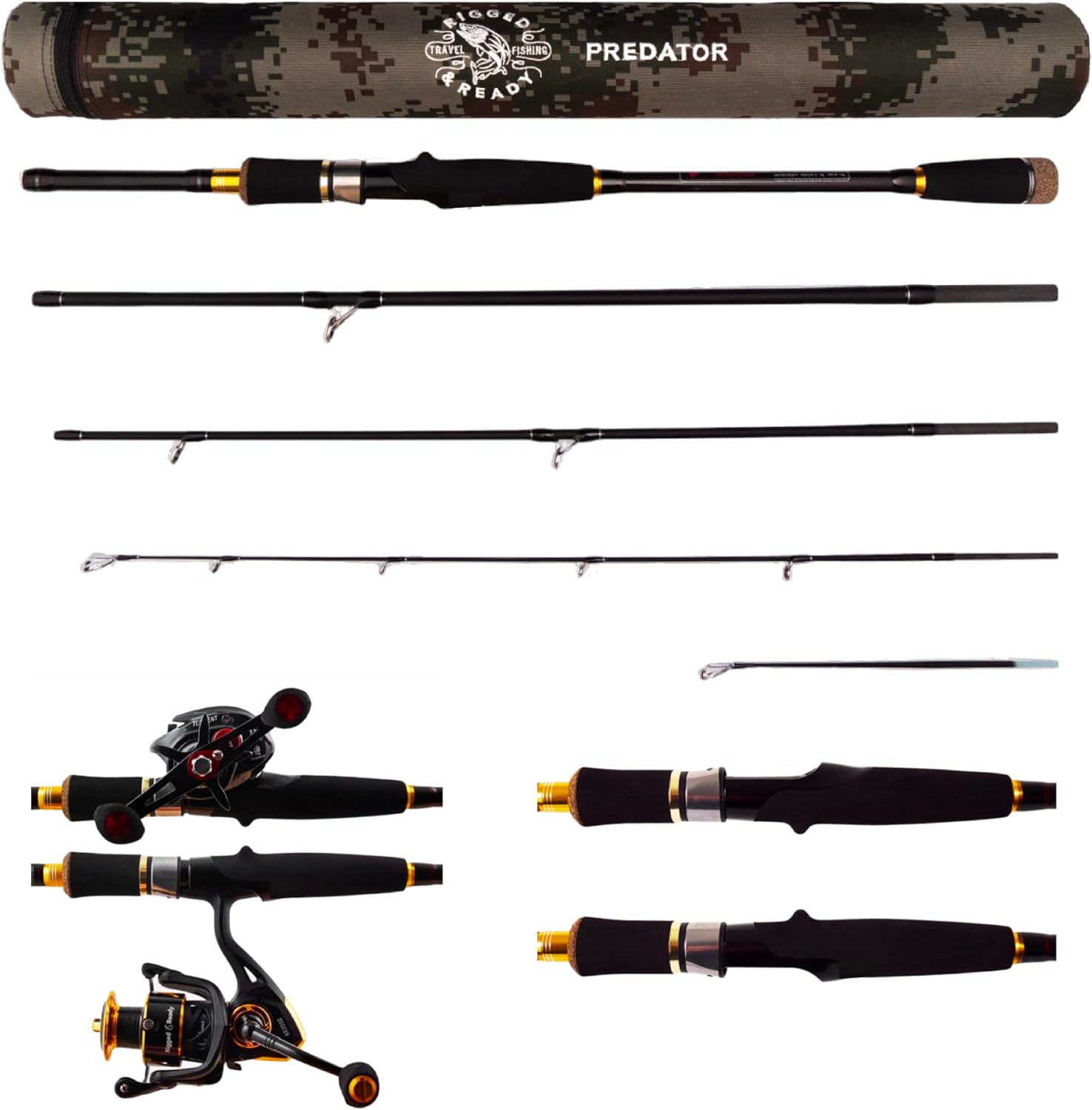 BRAND, CATEGORY, RIGGED & READY TRAVEL FISHING, RODS, Rigged and Ready Smuggler Series Fishing Rods. 5 Unique Super Compact Multi-Function Rod Lengths, with 2 or 4 Tips for Active Travel Rod Anglers for Freshwater and seawater Fish