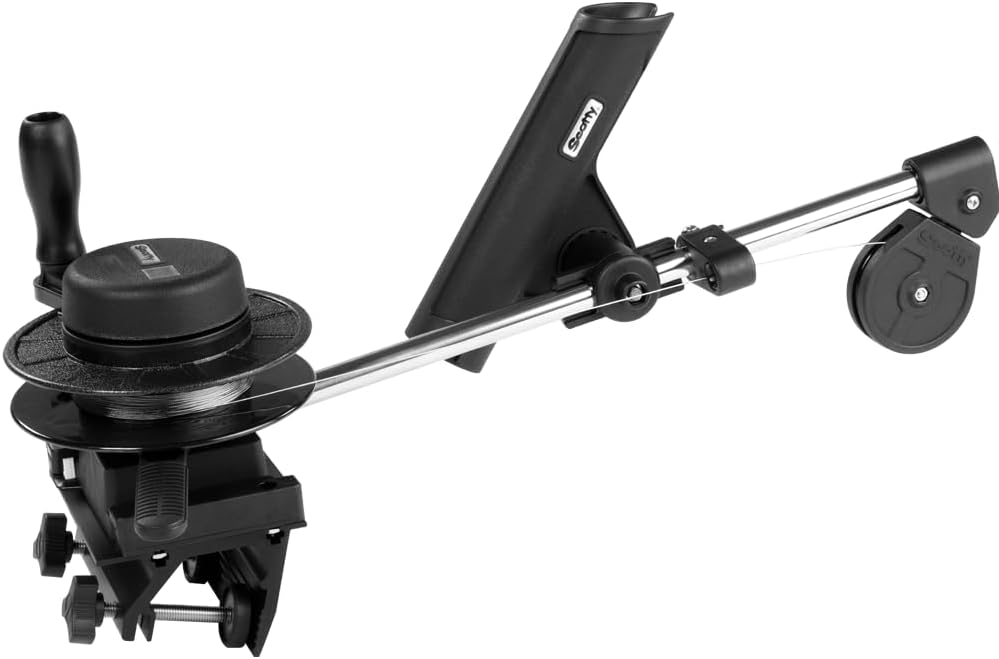 BRAND, CATEGORY, DOWNRIGGERS, SCOTTY, Scotty #1050MP Depthmaster Manual Downrigger, Display Packed w/ Rod Holder & Clamp Mount,Black