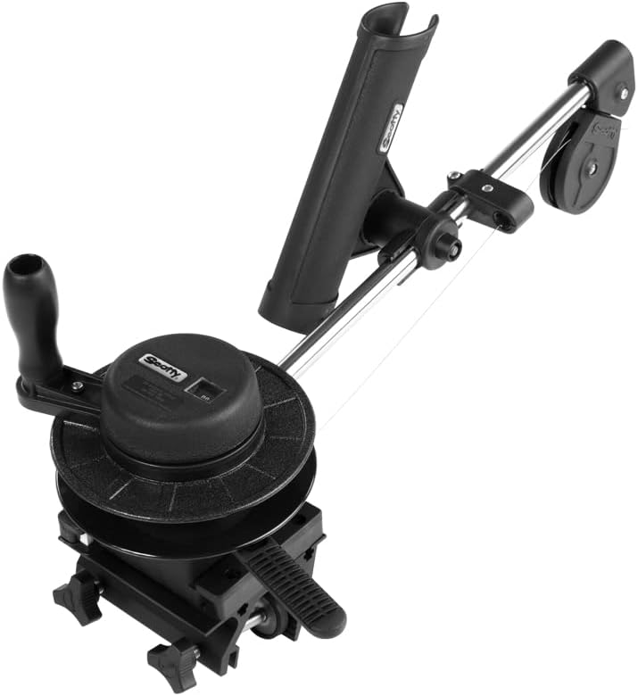 BRAND, CATEGORY, DOWNRIGGERS, SCOTTY, Scotty #1050MP Depthmaster Manual Downrigger, Display Packed w/ Rod Holder & Clamp Mount,Black