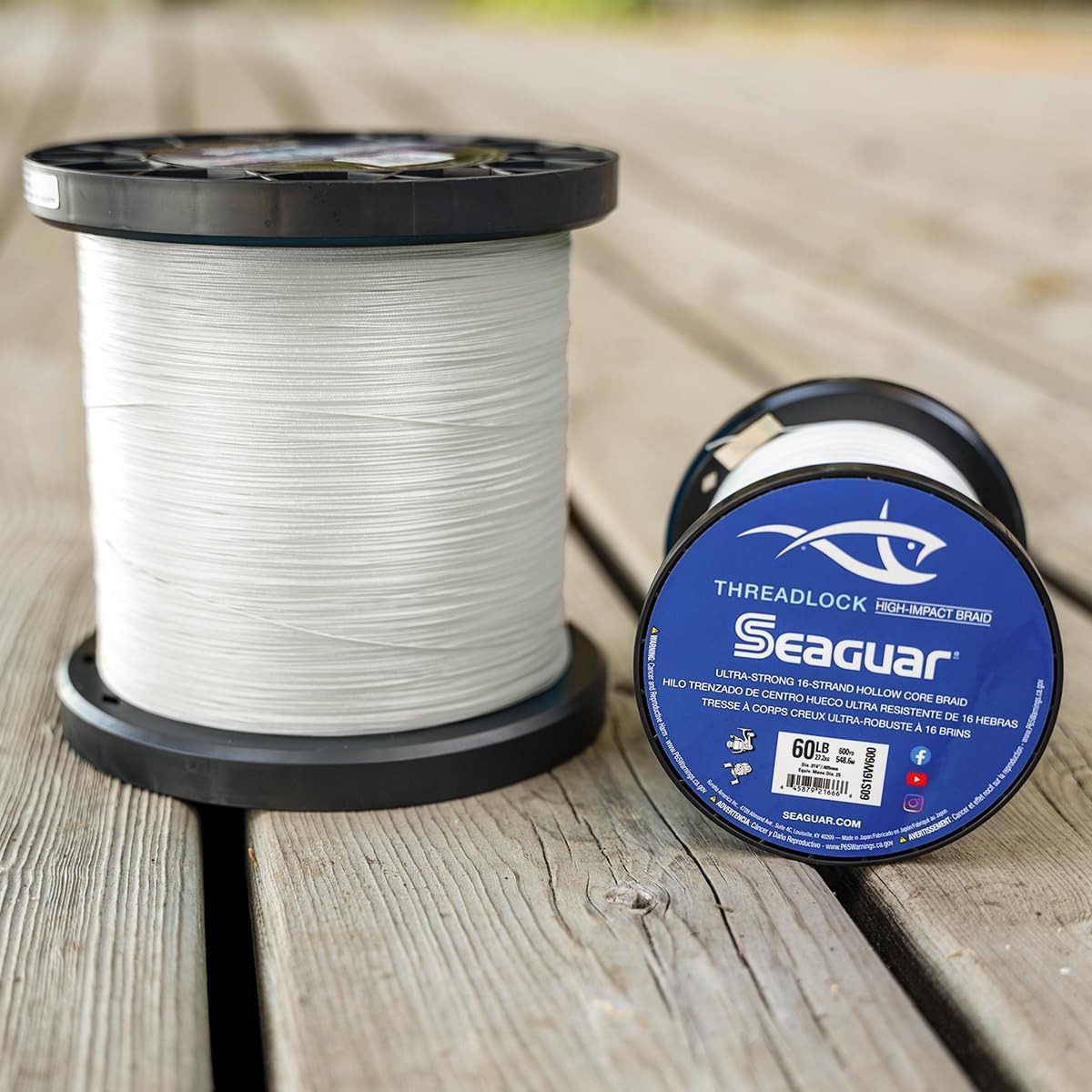 BRAIDED LINE, BRAND, CATEGORY, SEAGUAR, Seaguar Threadlock Fishing Line, 16 Strand Hollow Core Braid, Low Visibility White, 60lbs, 600yds Break Strength/Length - 60S16W600