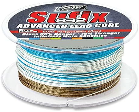 BRAND, CATEGORY, LEAD CORE & WIRE LINE, SUFIX, Sufix 832 Lead Core, metered Multi-Colored (12 pound/100 Yard Spool)