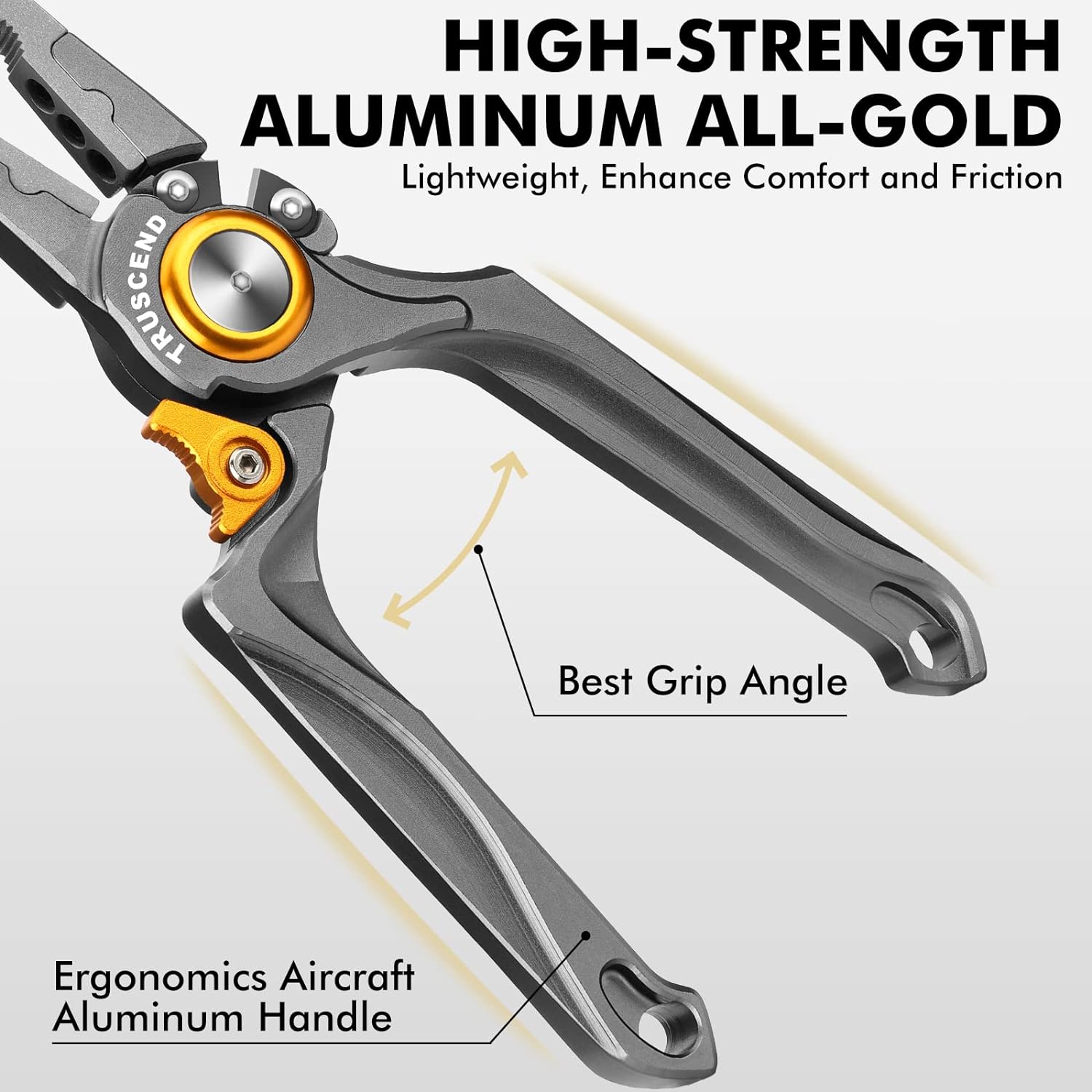 BRAND, CATEGORY, PLIERS & HOOK REMOVERS, TRUSCEND, TRUSCEND Lockable Handy Fishing Pliers with Innovative Ergonomical Handle, Corrosion Saltwater Resistant Teflon Coated Fishing Tool, Multi-Function Fishing Gear with Mo-V Cutter, Amazing Fishing Gifts