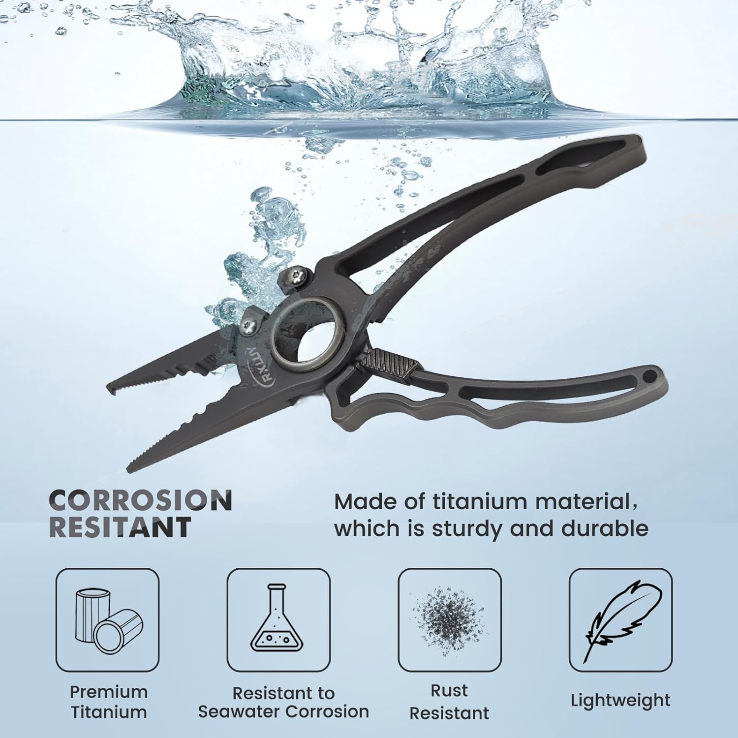 BRAND, CATEGORY, PLIERS & HOOK REMOVERS, RXLUY, Titanium Fishing Pliers, Premium Saltwater Fishing Gear, Tungsten Cutters, Split Ring Hook Remover, Knot Tying Tool with Lanyard, Ice Fishing, Sea Fishing Kit Gifts for Men