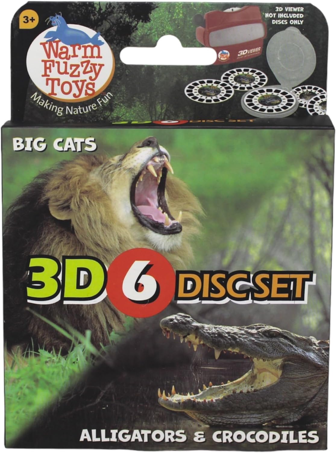 BRAND, CATEGORY, VIEWFINDERS, WARM FUZZY, WARM FUZZY Toys Alligator and Big Cat Reels for Viewfinder - Viewfinder Reels for Kids & Adults, Classic Toys, 3D Reel, Retro Toys, Contains 6 Slide with 42 High Definition 3D Images