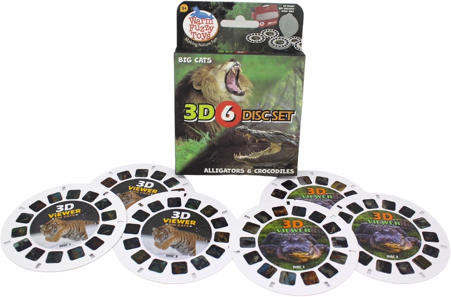 BRAND, CATEGORY, VIEWFINDERS, WARM FUZZY, WARM FUZZY Toys Alligator and Big Cat Reels for Viewfinder - Viewfinder Reels for Kids & Adults, Classic Toys, 3D Reel, Retro Toys, Contains 6 Slide with 42 High Definition 3D Images