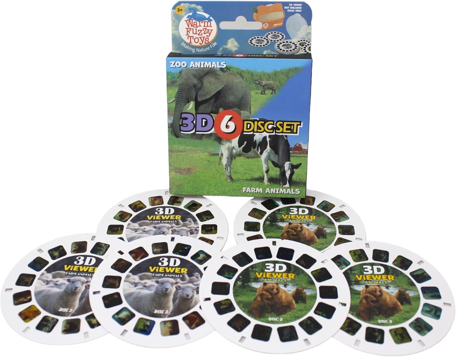 BRAND, CATEGORY, VIEWFINDERS, WARM FUZZY, WARM FUZZY Toys Farm and Zoo Reels for Viewfinder - Viewfinder Reels for Kids & Adults, Classic Toys, 3D Reel, Retro Toys, Contains 6 Slide with 42 High Definition 3D Images